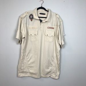 VTG COOGI XXXL embroidered polo shirt tan men's